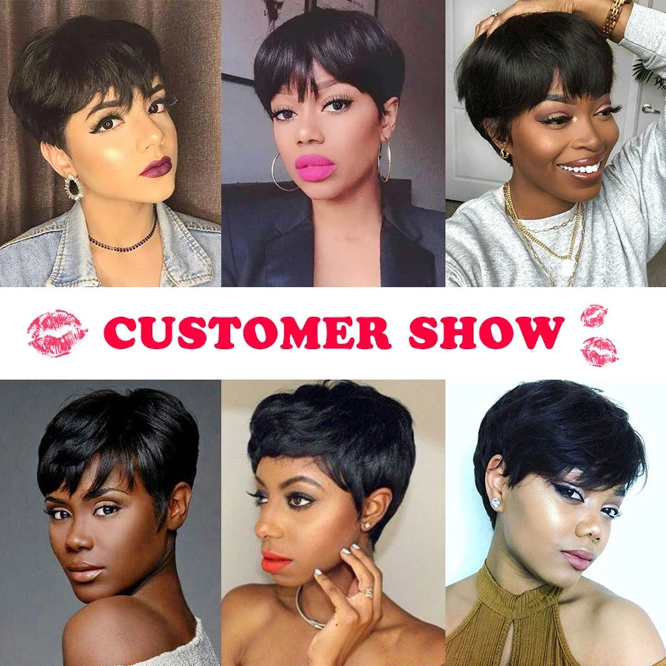 짧은 길이의 천연 모발 가발, 픽시 스타일, 스트레이트 - Short Pixie Cut Wig Human Hair Cheap 리뷰 및 가격