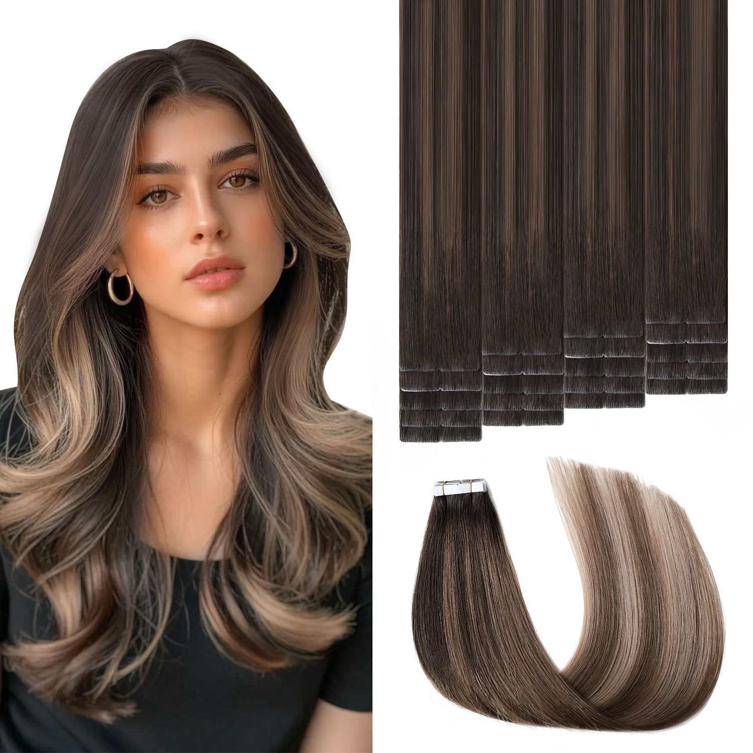 스위트메트 인비저블 테이프 헤어 익스텐션 20개, 14 - Invisible Tape In Extensions Real Hair 리뷰 및 가격
