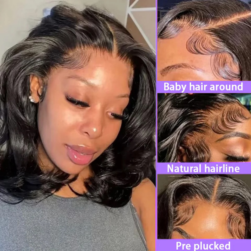 200% 바디 웨이브 HD 레이스 프론탈 가발 짧은 밥 - Glueless Wear And Go Human Hair Wig 리뷰 및 가격