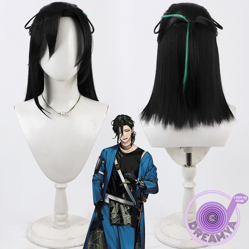 사사누키 코스프레 가발 토우켄 란부 블랙 그린 짧은 합 - Synthetic Wigs 리뷰 및 가격