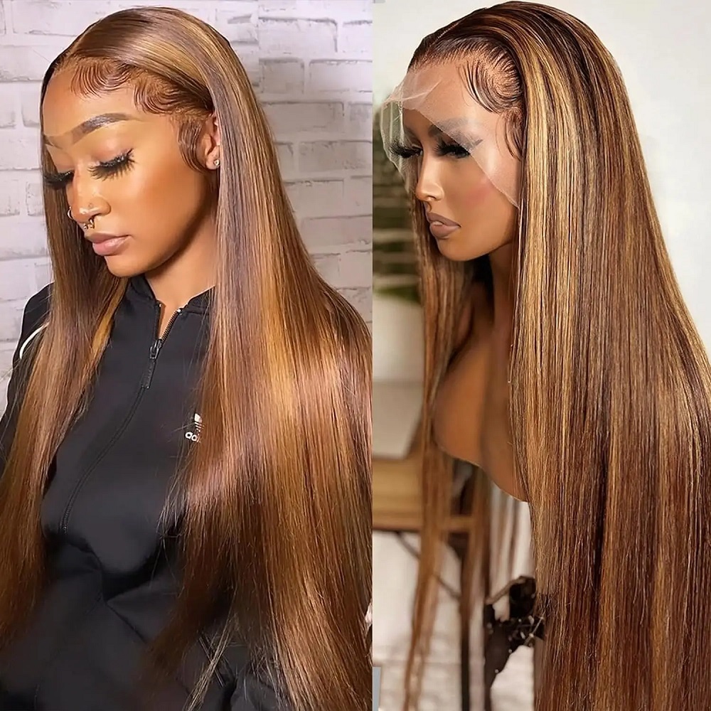 44 46인치 P4/27 하이라이트 컬러 스트레이트 인 - Hd Lace Frontal Wig Human Hair Pre Plucked 리뷰 및 가격