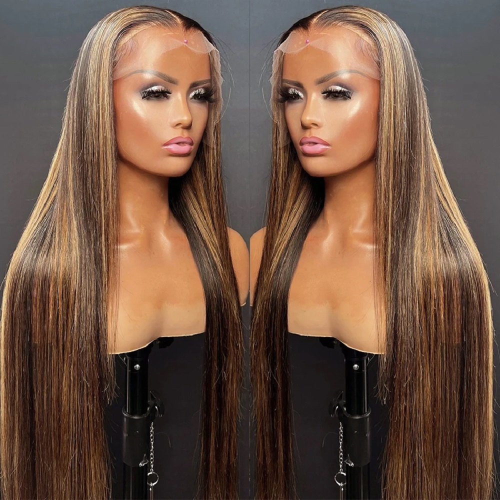 44 46인치 P4/27 하이라이트 컬러 스트레이트 인 - Hd Lace Frontal Wig Human Hair Pre Plucked 리뷰 및 가격